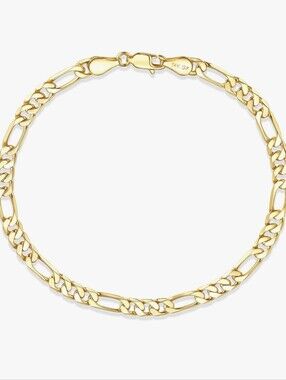 14K Gold Figaro Chain Bracelet - 8.5 Inch